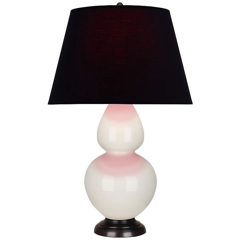 Image 1 Double Gourd 31"H Bone And Bronze Table Lamp w/ Ink And Rose Shade