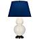 Double Gourd 31"H Bone And Bronze Table Lamp w/ Navy And Gray Shade