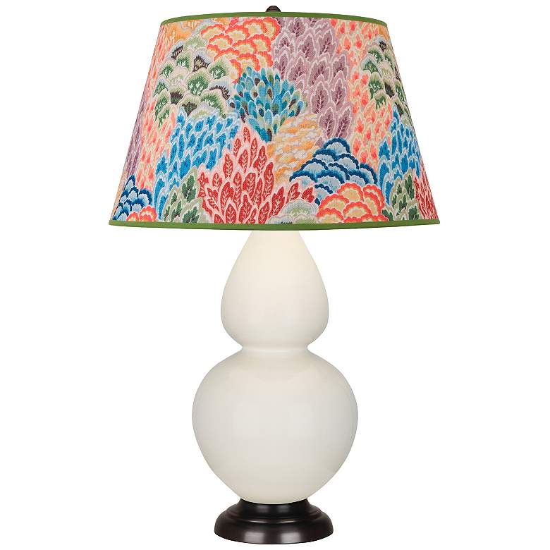 Image 1 Double Gourd 31"H Bone And Bronze Table Lamp w/ Spring Floral Shade