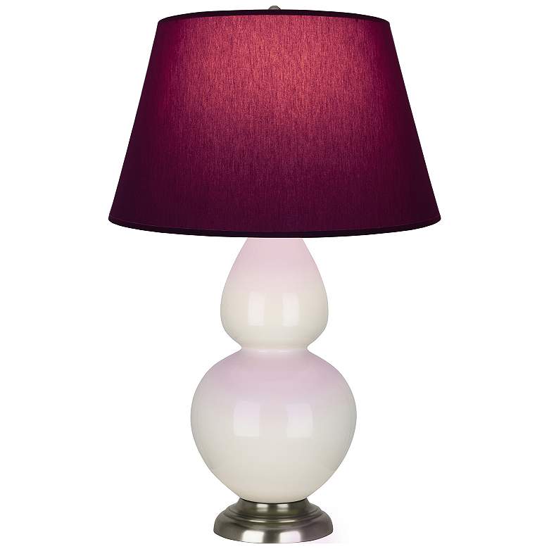 Image 1 Double Gourd 31"H Bone And Silver Lamp w/ Plum And Lavender Shade