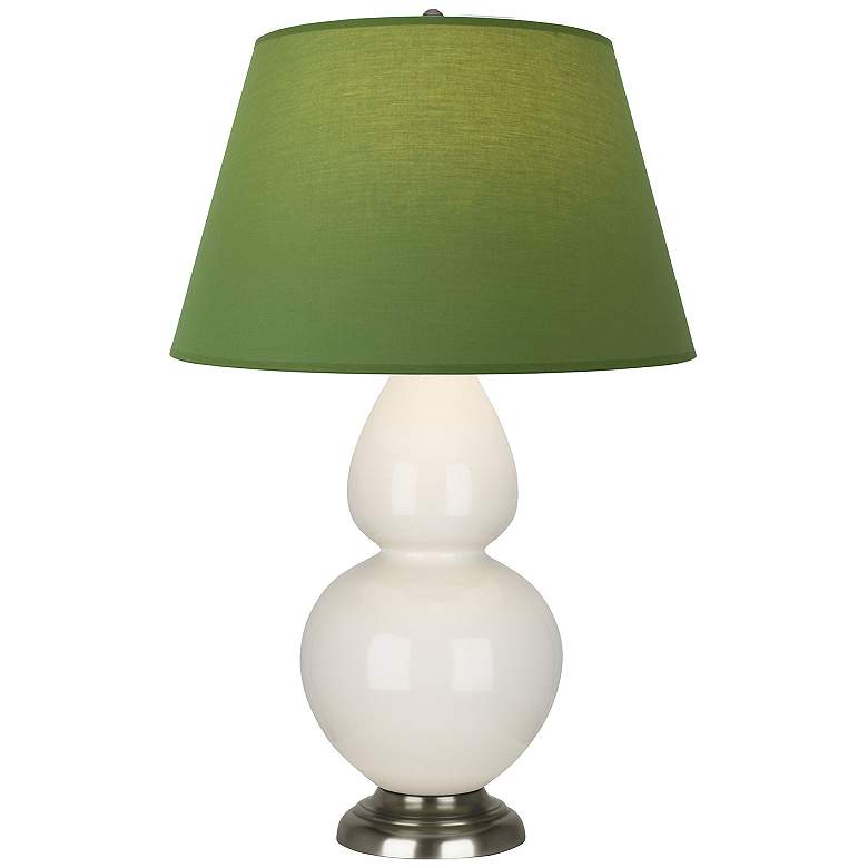 Image 1 Double Gourd 31"H Bone And Silver Lamp w/ Tea Green And Taupe Shade