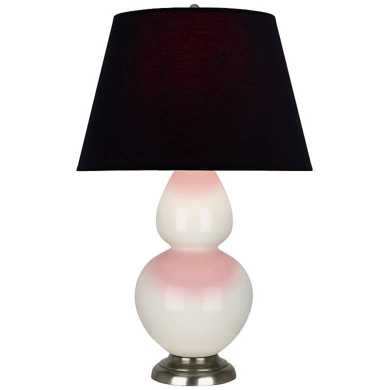 Image 1 Double Gourd 31"H Bone And Silver Table Lamp w/ Ink And Rose Shade