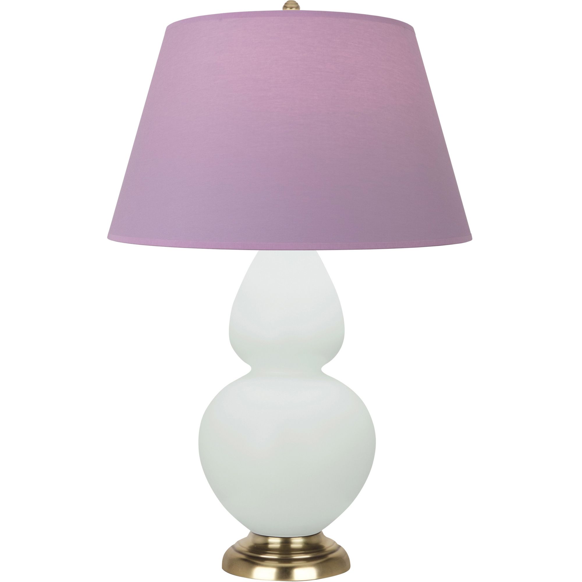 Image 2 Double Gourd 31"H Celadon And Brass Lamp w/ Lavender And Plum Shade more views
