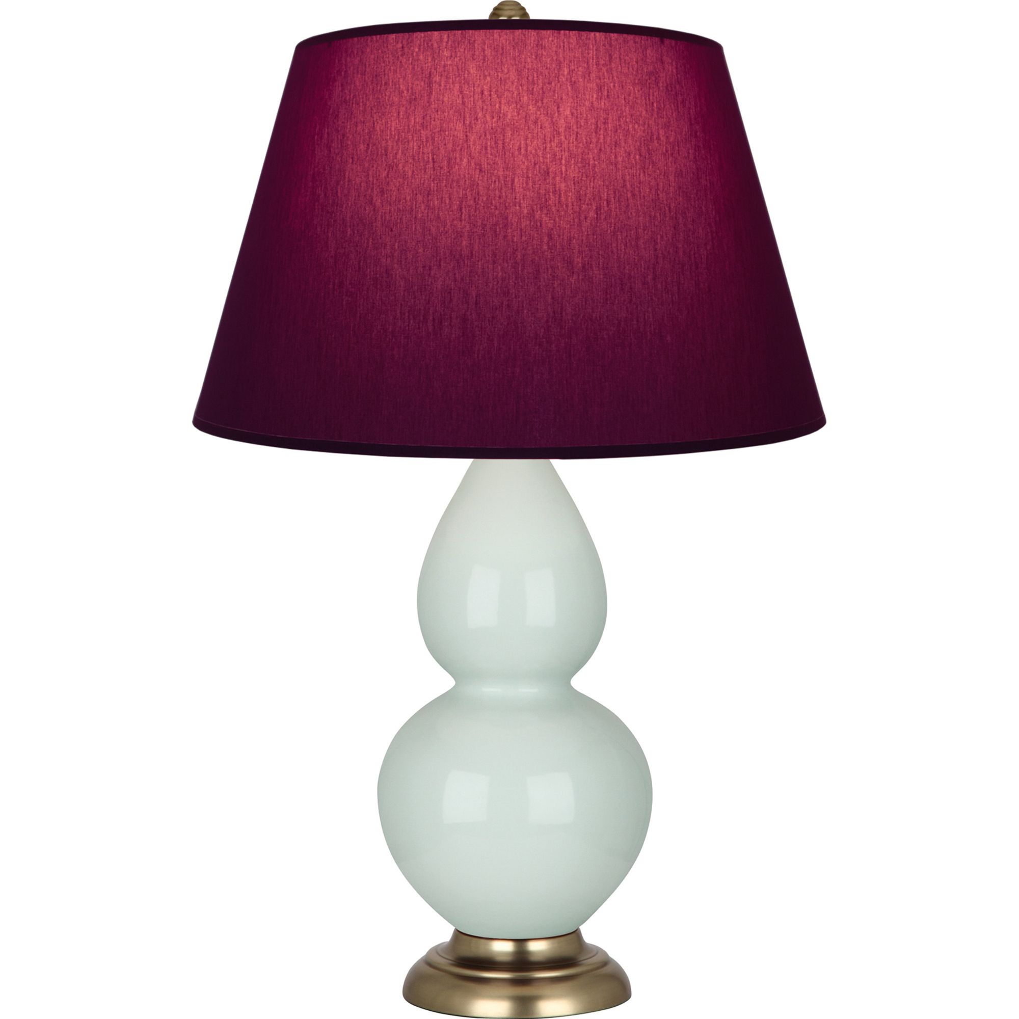 Image 2 Double Gourd 31"H Celadon And Brass Lamp w/ Plum And Lavender Shade more views