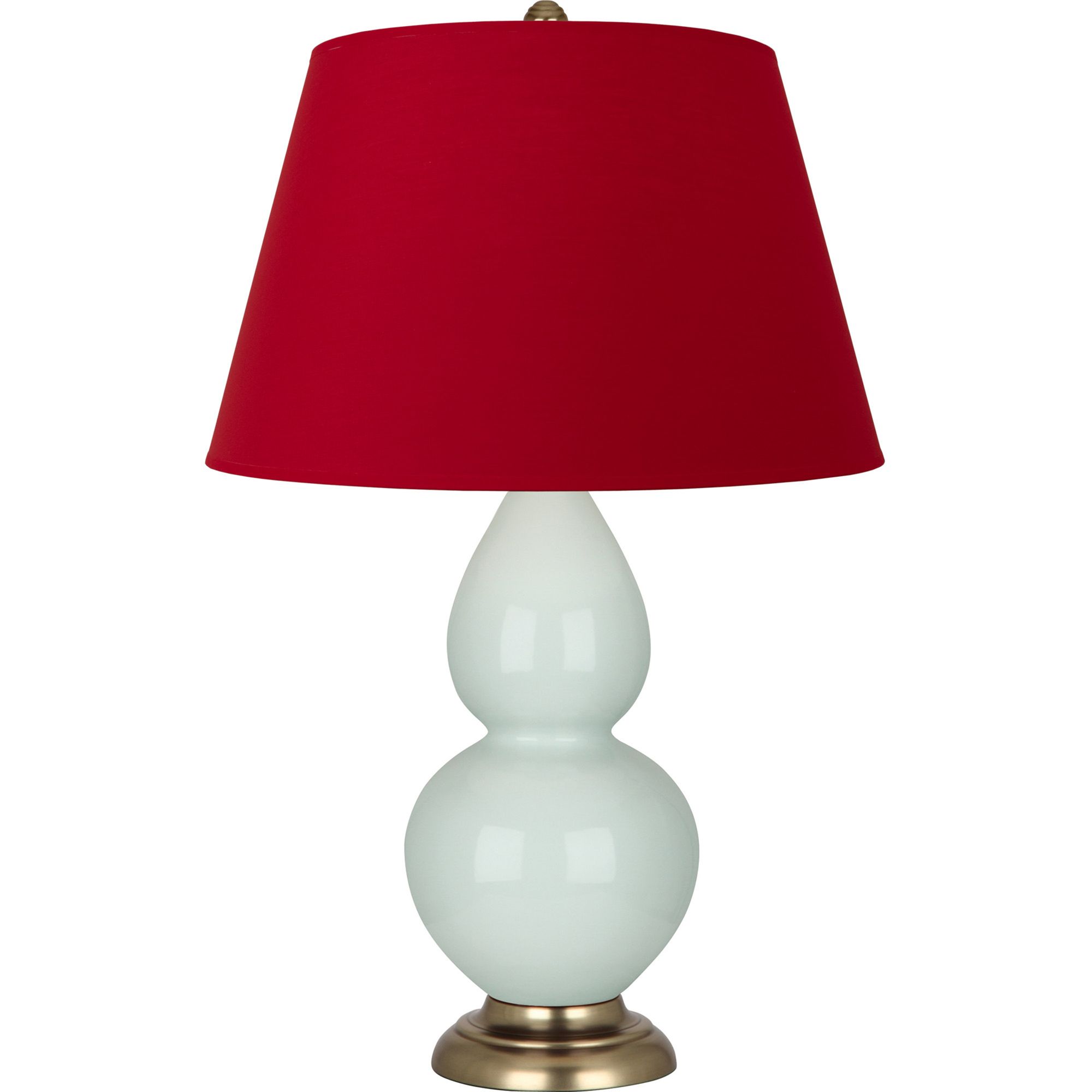 Image 2 Double Gourd 31"H Celadon And Brass Table Lamp w/ Black And Red Shade more views