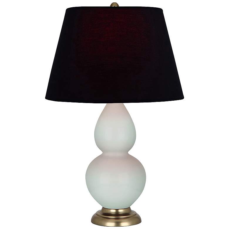 Image 1 Double Gourd 31"H Celadon And Brass Table Lamp w/ Ink And Rose Shade