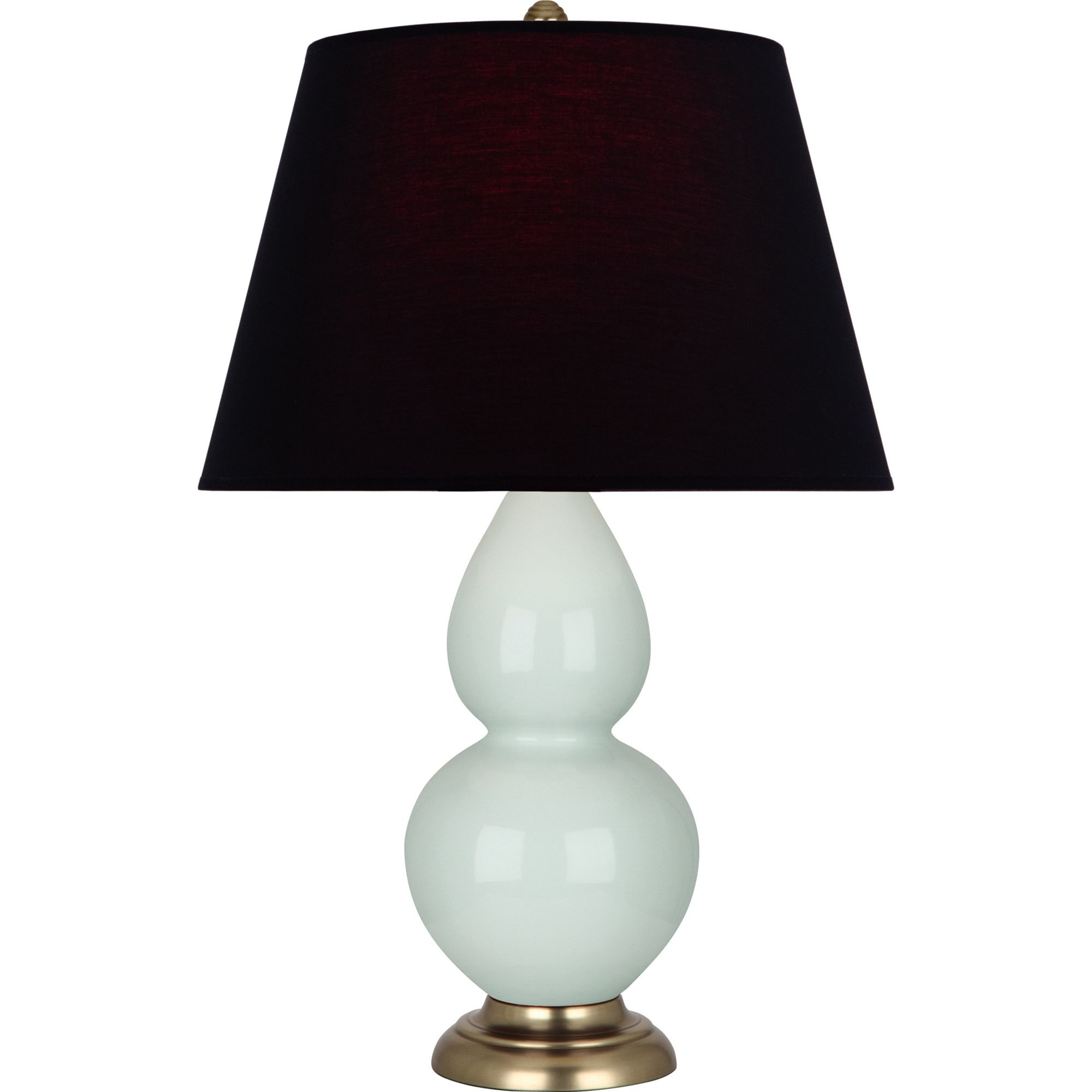 Image 2 Double Gourd 31"H Celadon And Brass Table Lamp w/ Ink And Rose Shade more views