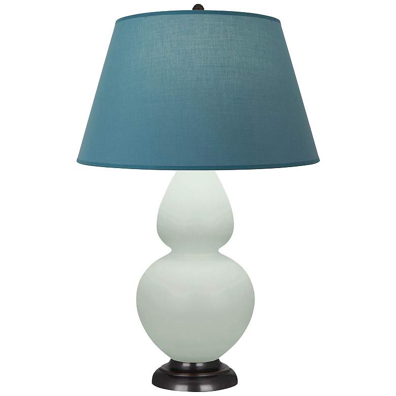 Image 1 Double Gourd 31"H Celadon And Bronze Lamp w/ Bright Blue And Gray Shade