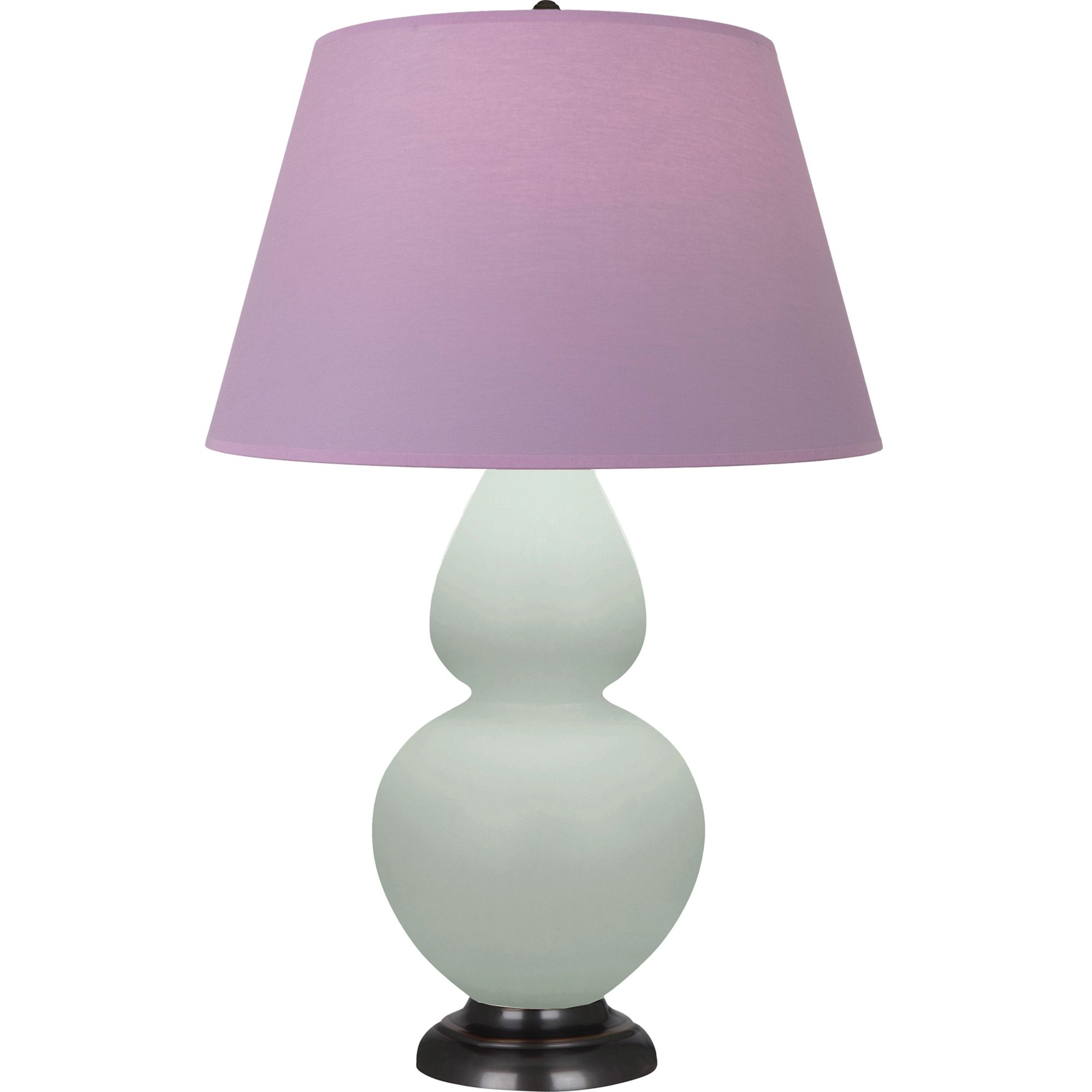 Image 2 Double Gourd 31"H Celadon And Bronze Lamp w/ Lavender And Plum Shade more views