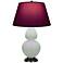 Double Gourd 31"H Celadon And Bronze Lamp w/ Plum And Lavender Shade