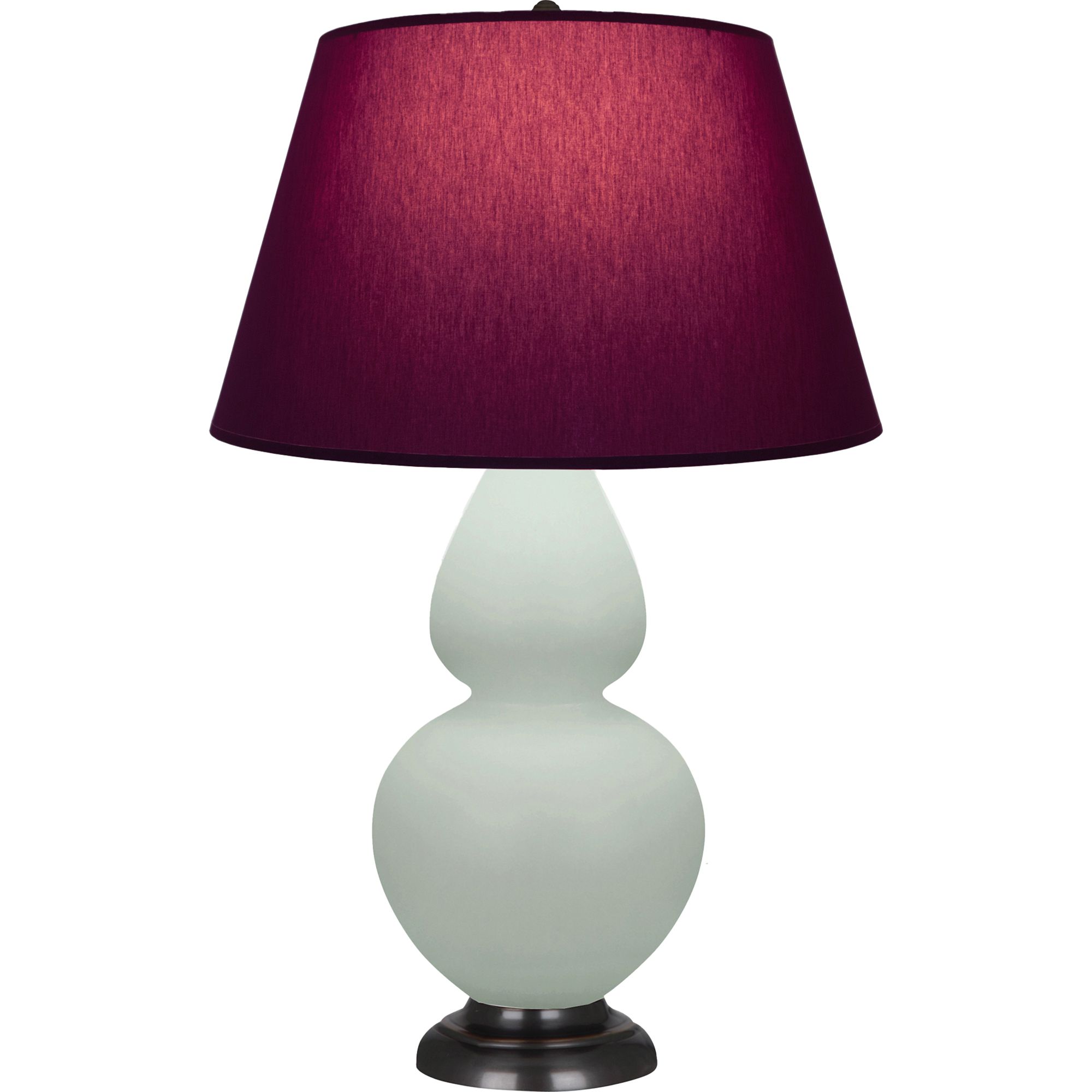 Image 2 Double Gourd 31"H Celadon And Bronze Lamp w/ Plum And Lavender Shade more views