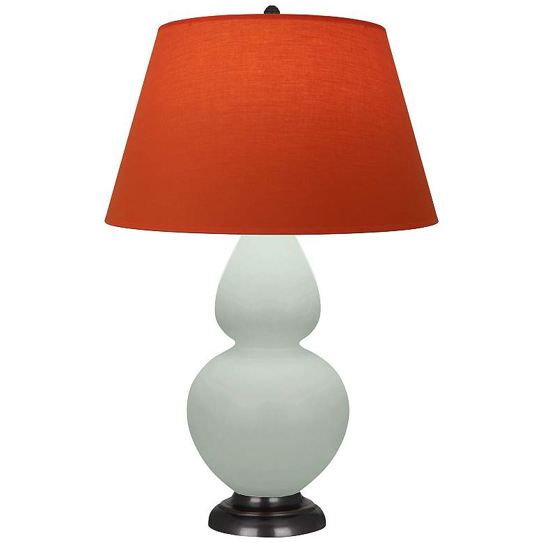 Image 1 Double Gourd 31"H Celadon And Bronze Lamp w/ Tangerine And Taupe Shade