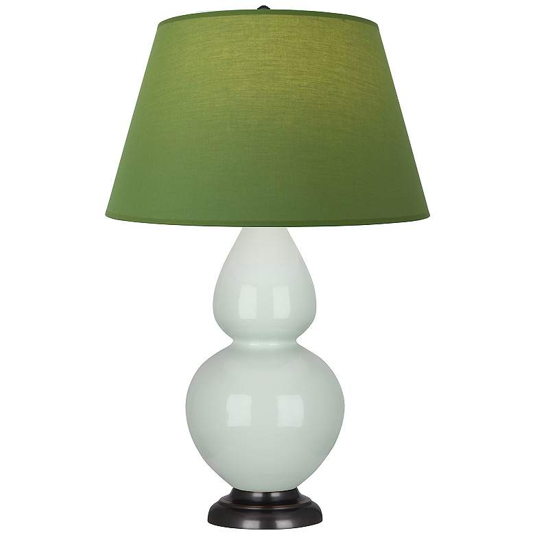 Image 1 Double Gourd 31"H Celadon And Bronze Lamp w/ Tea Green And Taupe Shade