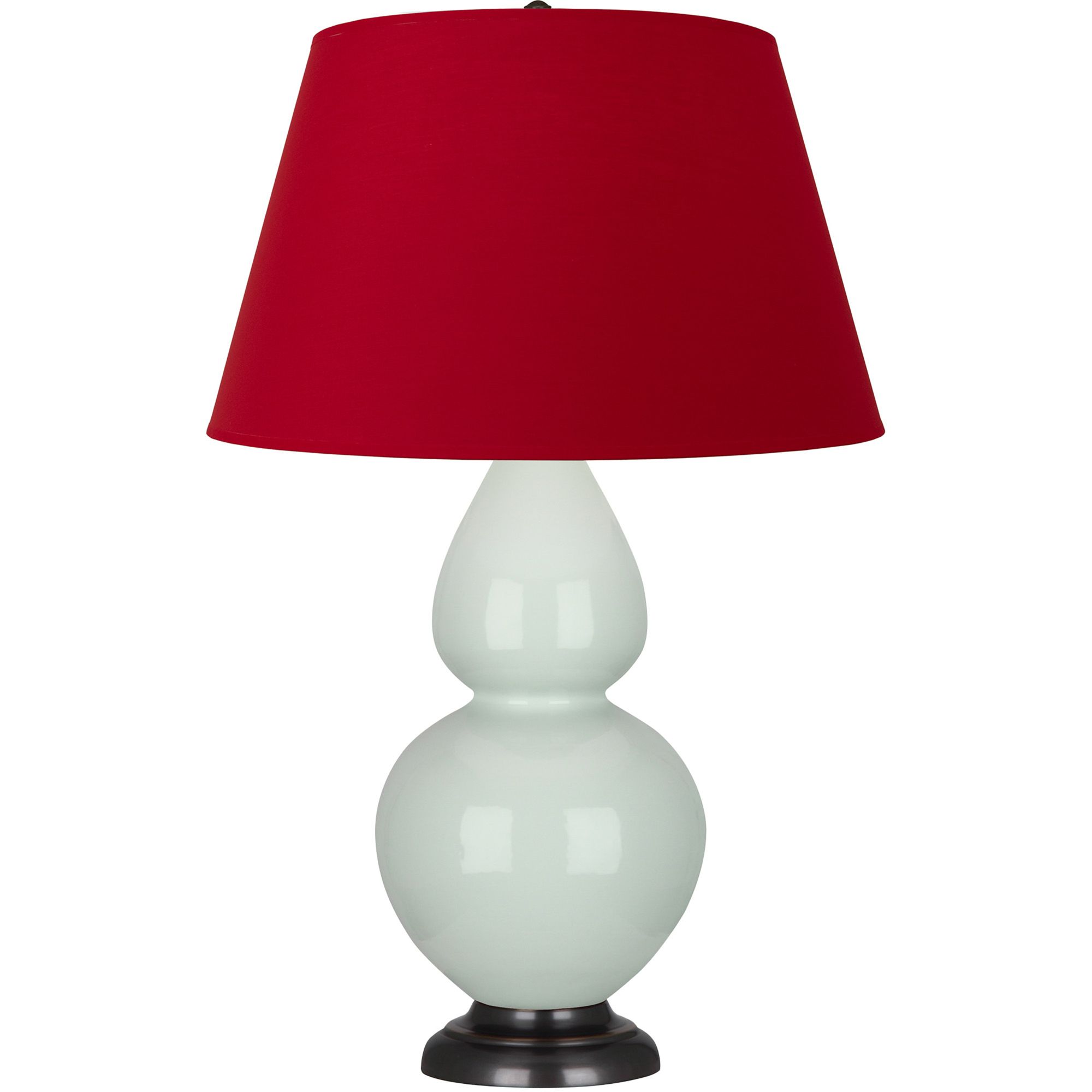 Image 2 Double Gourd 31"H Celadon And Bronze Table Lamp w/ Black And Red Shade more views