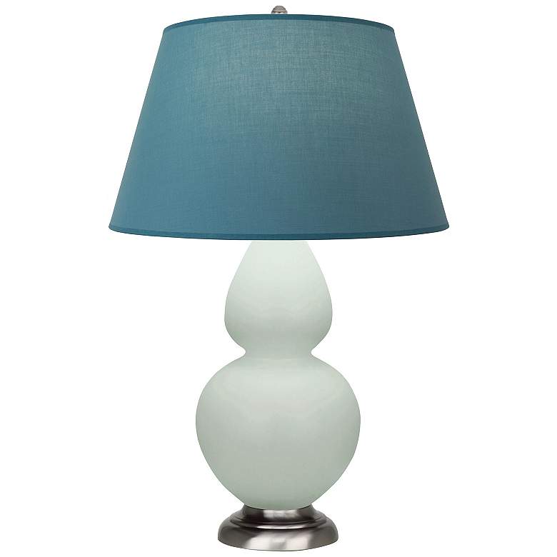 Image 1 Double Gourd 31"H Celadon And Silver Lamp w/ Bright Blue And Gray Shade