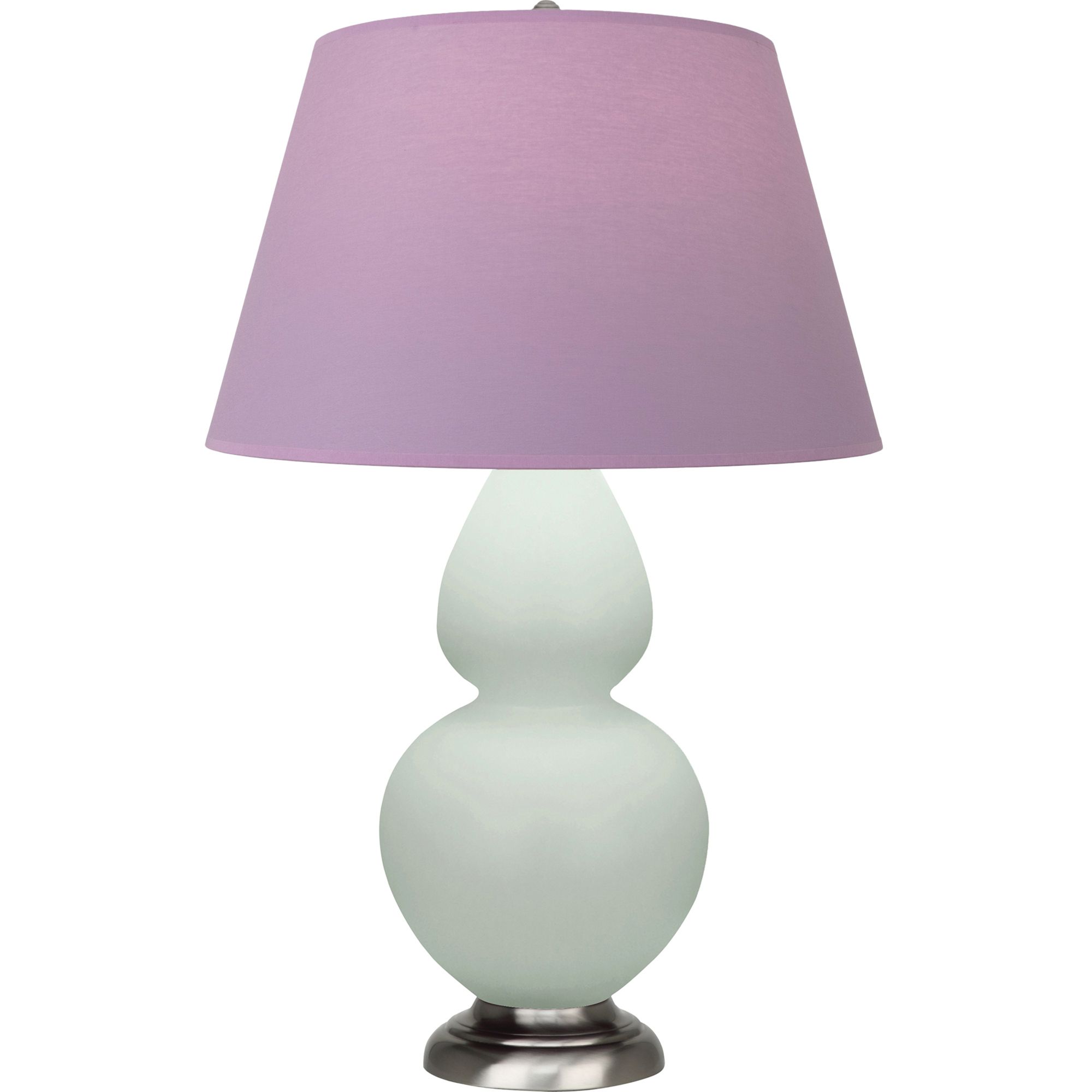 Image 2 Double Gourd 31"H Celadon And Silver Lamp w/ Lavender And Plum Shade more views