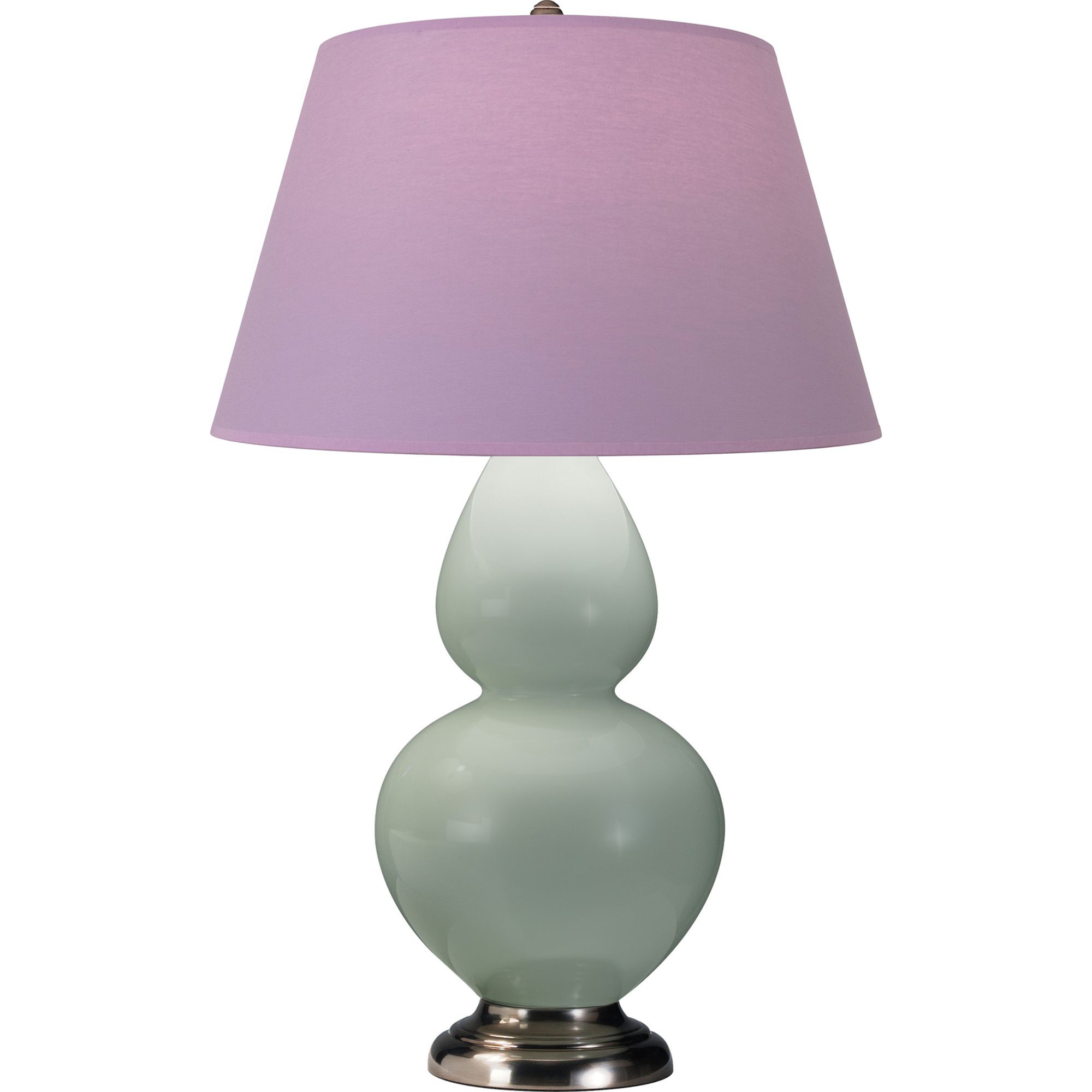 Image 2 Double Gourd 31"H Celadon And Silver Lamp w/ Lavender And Plum Shade more views