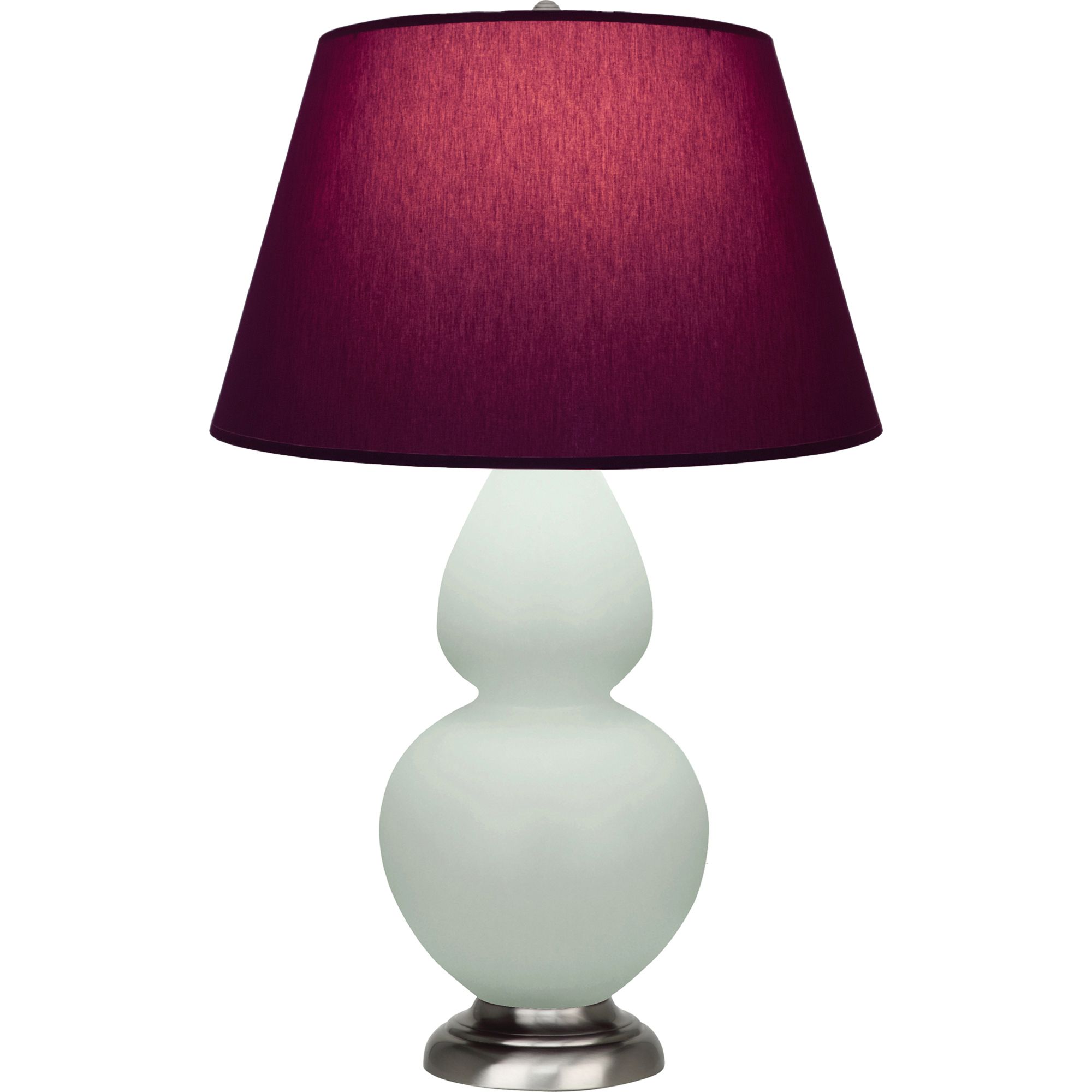 Image 2 Double Gourd 31"H Celadon And Silver Lamp w/ Plum And Lavender Shade more views