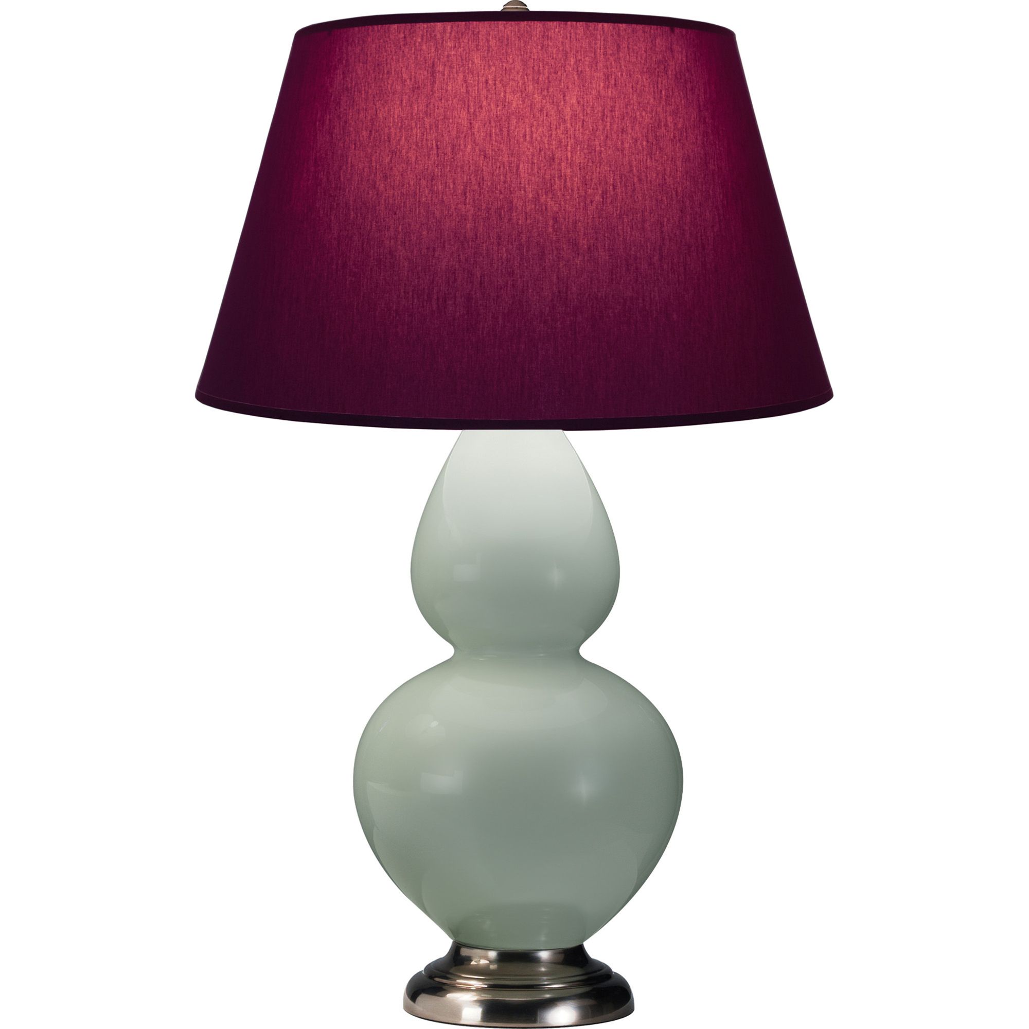 Image 2 Double Gourd 31"H Celadon And Silver Lamp w/ Plum And Lavender Shade more views