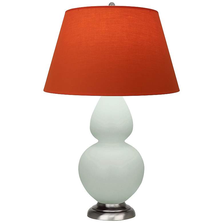 Image 1 Double Gourd 31"H Celadon And Silver Lamp w/ Tangerine And Taupe Shade