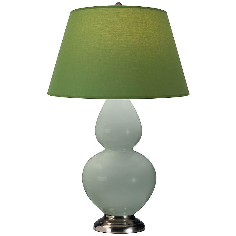 Image 1 Double Gourd 31"H Celadon And Silver Lamp w/ Tea Green And Taupe Shade