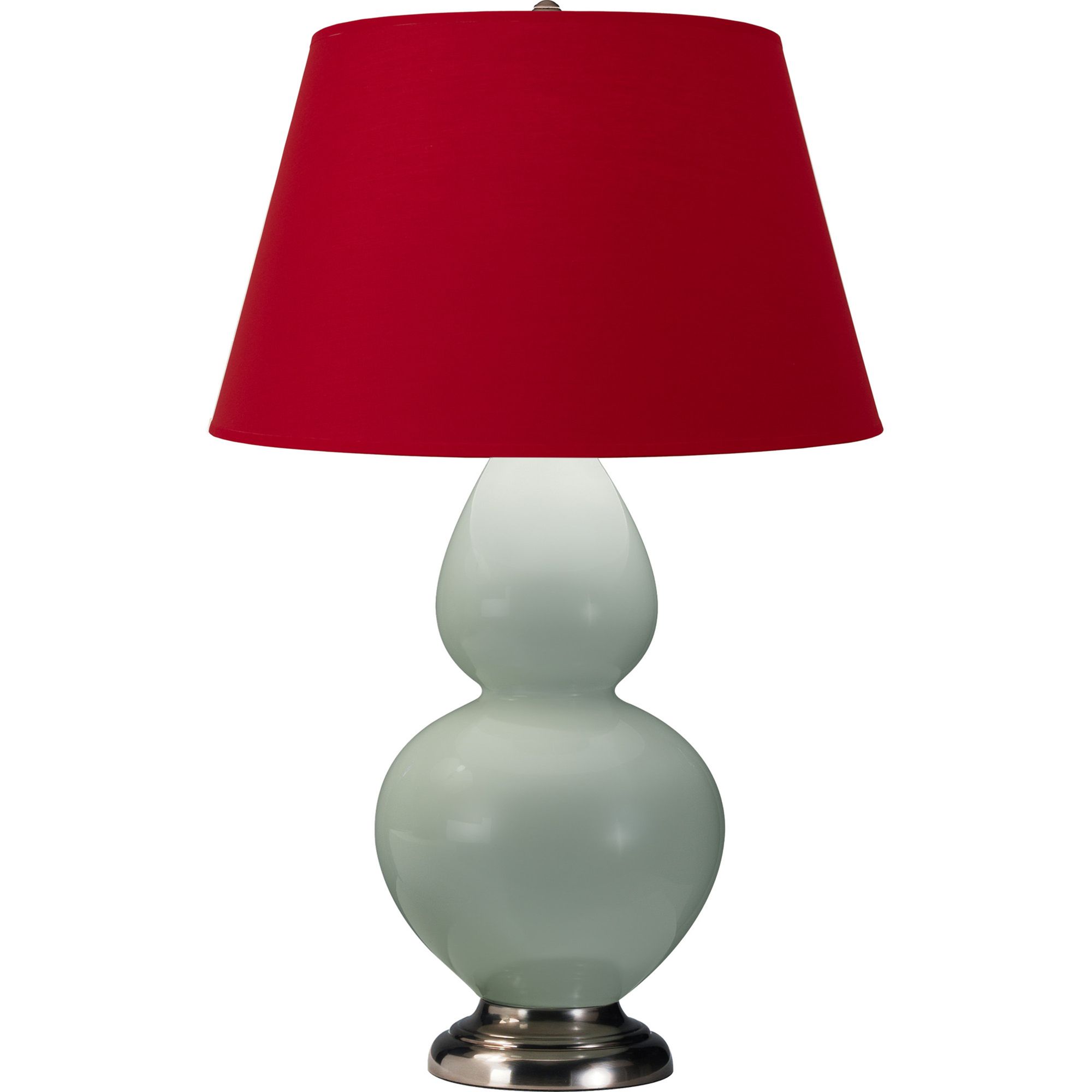 Image 2 Double Gourd 31"H Celadon And Silver Table Lamp w/ Black And Red Shade more views
