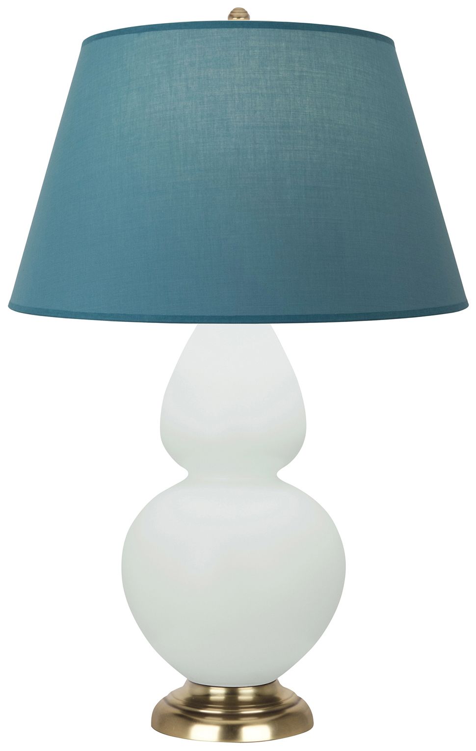 Double Gourd 31"H Celadon & Brass Lamp w/ Bright Blue & Gray Made to Order