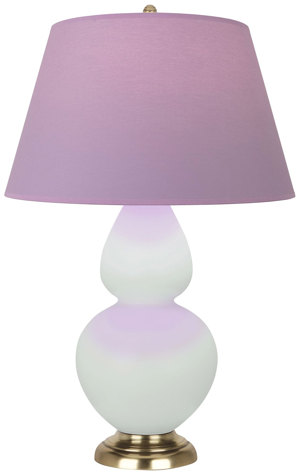 Double Gourd 31"H Celadon & Brass Lamp w/ Lavender & Plum Made to Order