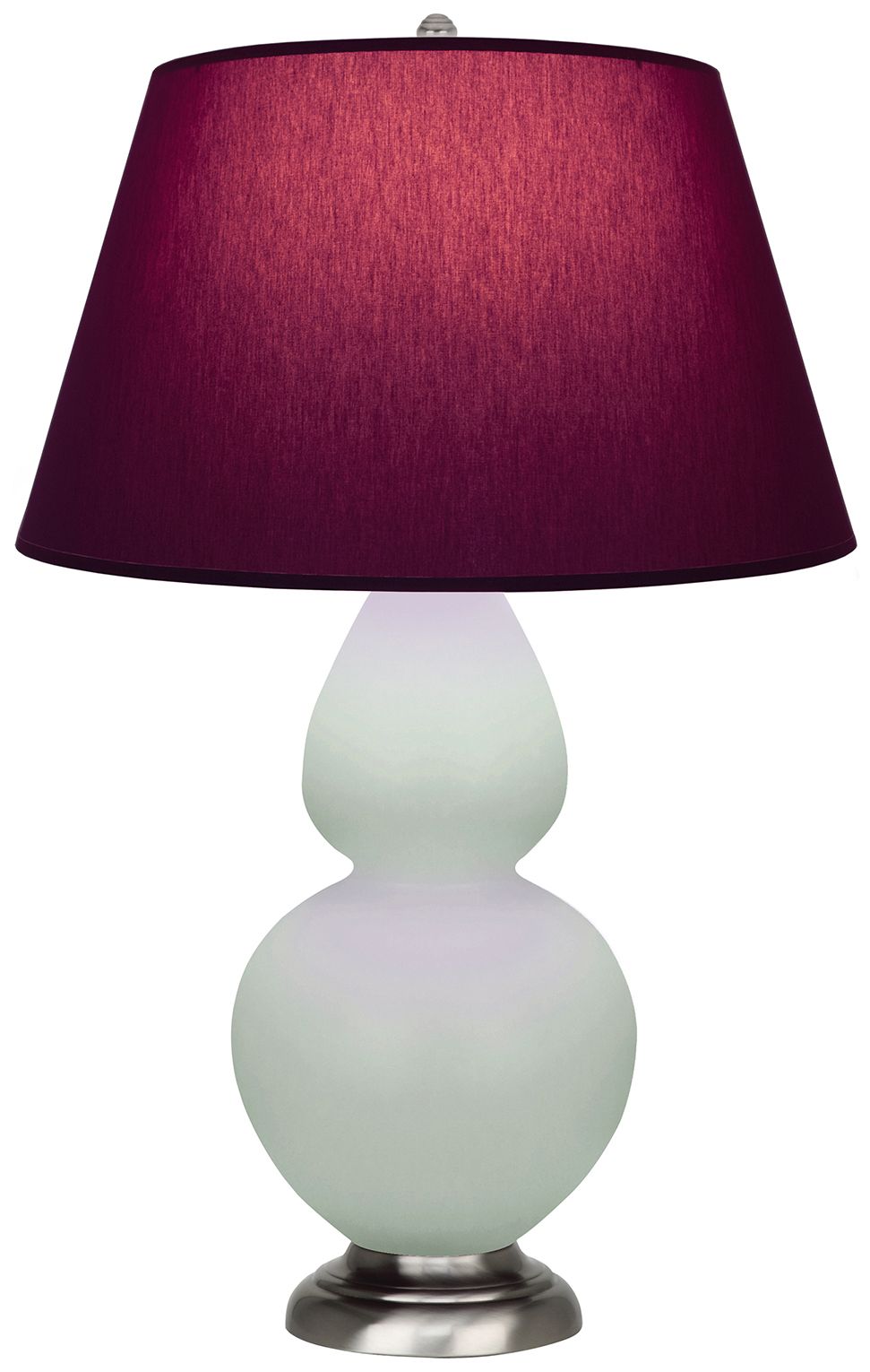 Double Gourd 31"H Celadon & Silver Lamp w/ Plum & Lavender Made to Order