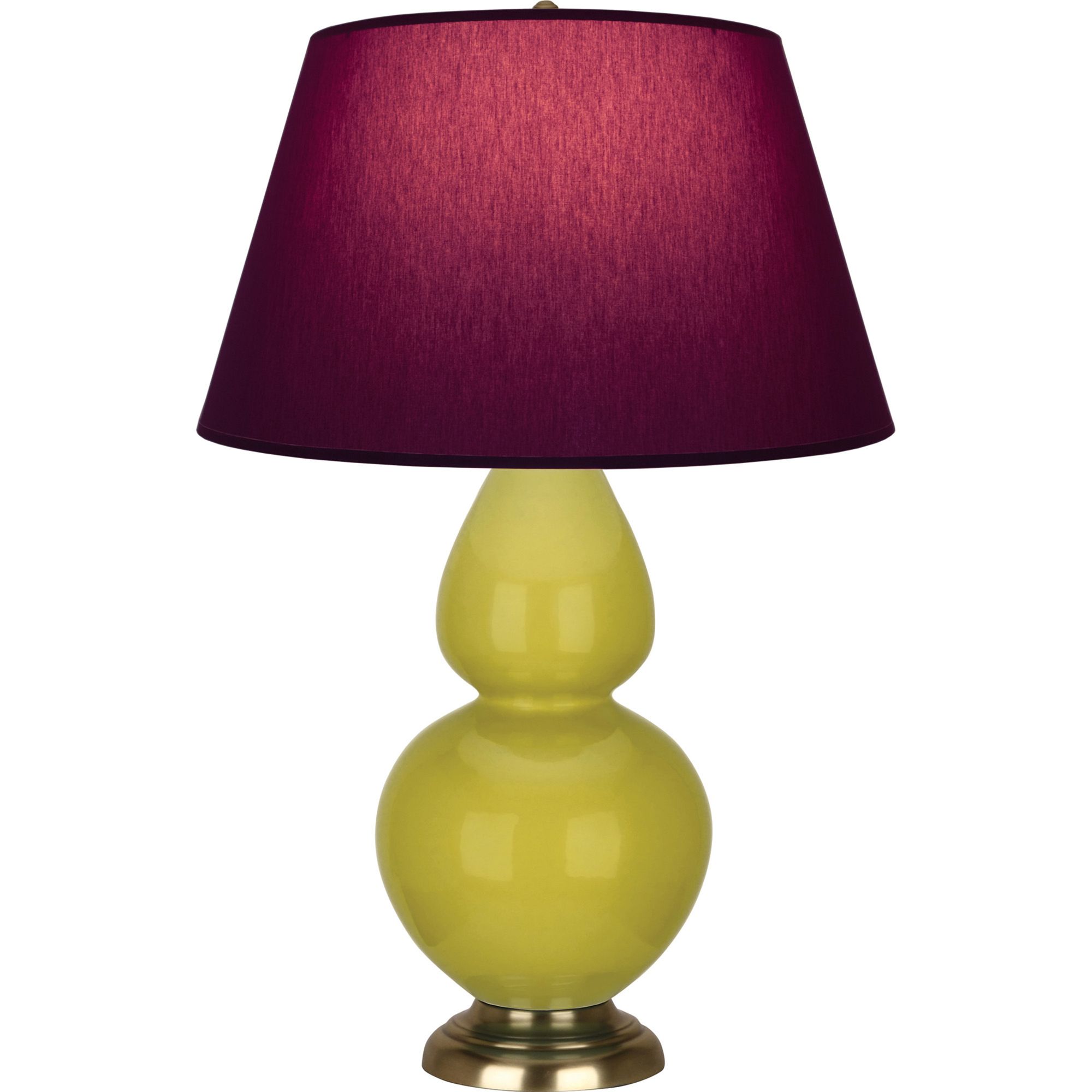 Image 2 Double Gourd 31"H Citron And Brass Lamp w/ Plum And Lavender Shade more views