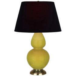 Double Gourd 31"H Citron And Brass Table Lamp w/ Ink And Rose Shade