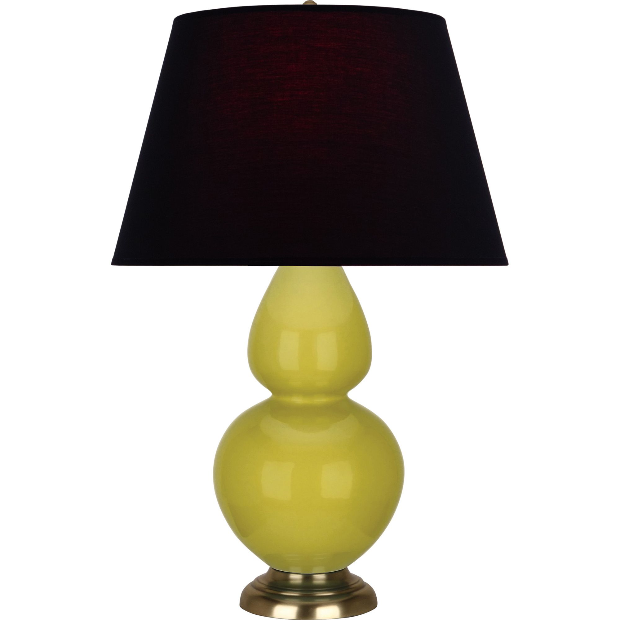 Image 2 Double Gourd 31"H Citron And Brass Table Lamp w/ Ink And Rose Shade more views