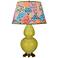 Double Gourd 31"H Citron And Brass Table Lamp w/ Spring Floral Shade