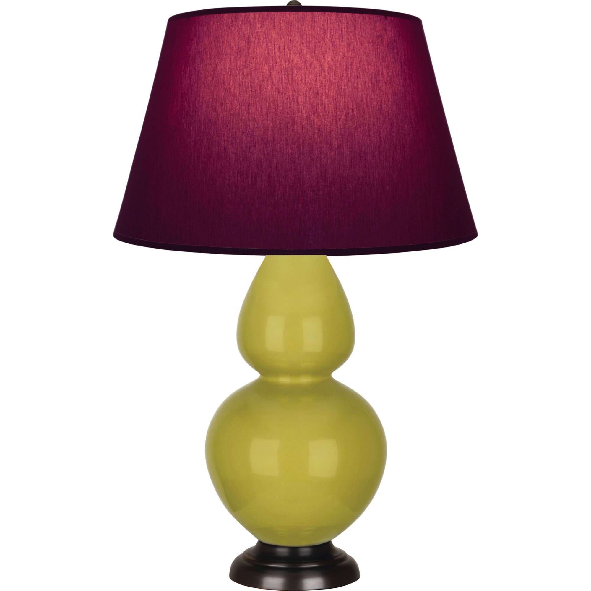 Image 2 Double Gourd 31"H Citron And Bronze Lamp w/ Plum And Lavender Shade more views