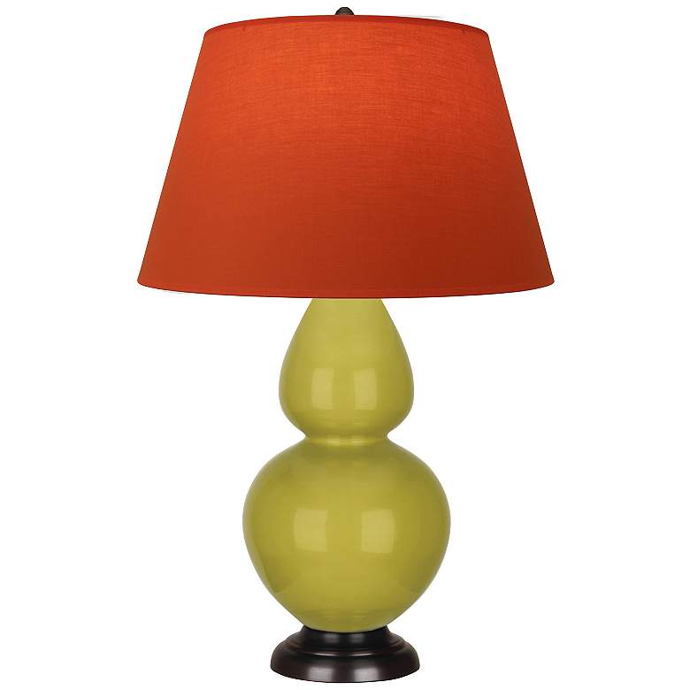 Image 1 Double Gourd 31"H Citron And Bronze Lamp w/ Tangerine And Taupe Shade