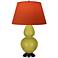 Double Gourd 31"H Citron And Bronze Lamp w/ Tangerine And Taupe Shade