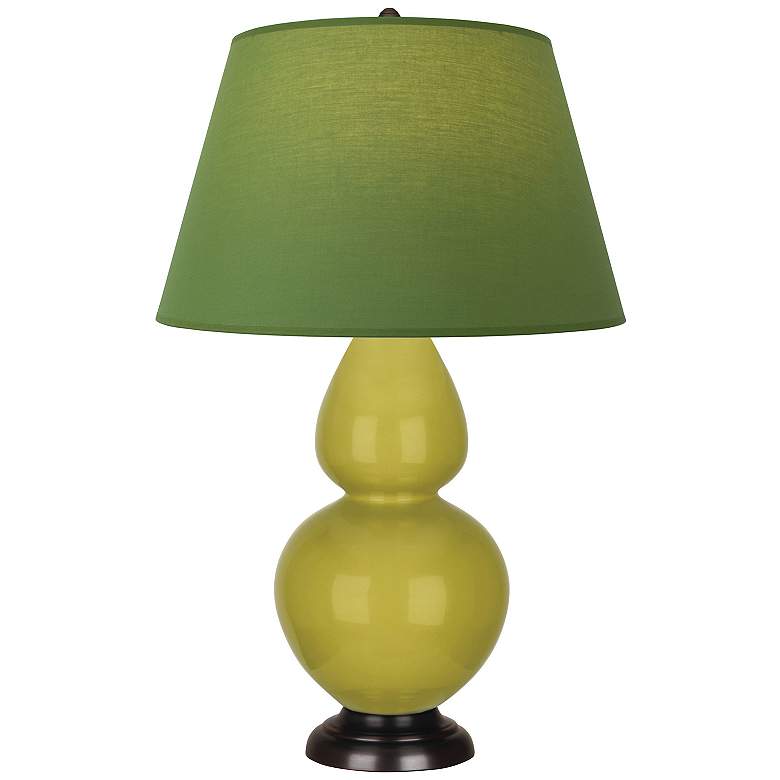 Image 1 Double Gourd 31"H Citron And Bronze Lamp w/ Tea Green And Taupe Shade