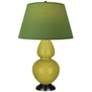 Double Gourd 31"H Citron And Bronze Lamp w/ Tea Green And Taupe Shade