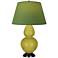 Double Gourd 31"H Citron And Bronze Lamp w/ Tea Green And Taupe Shade