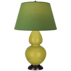 Double Gourd 31"H Citron And Bronze Lamp w/ Tea Green And Taupe Shade