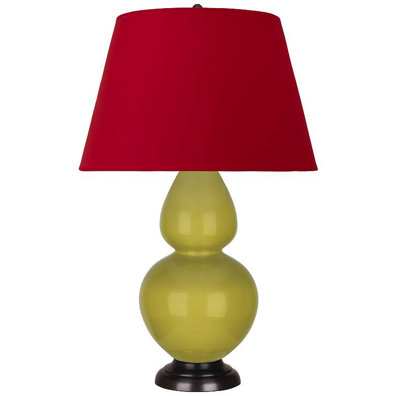 Image 1 Double Gourd 31"H Citron And Bronze Table Lamp w/ Black And Red Shade
