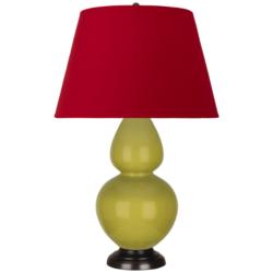 Double Gourd 31"H Citron And Bronze Table Lamp w/ Black And Red Shade
