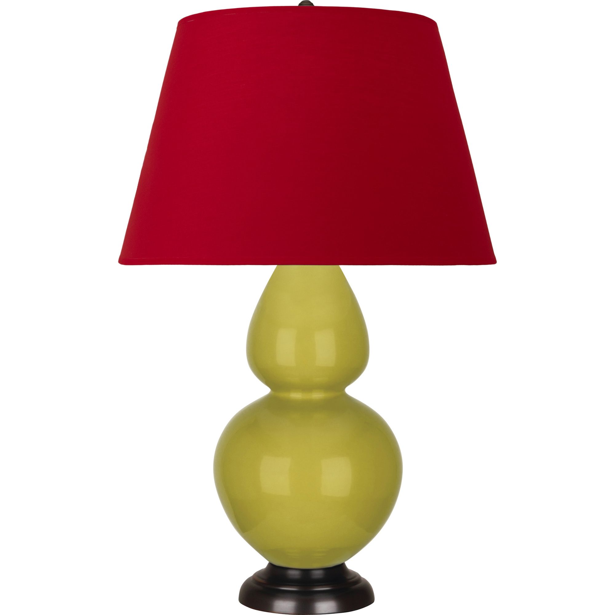 Image 2 Double Gourd 31"H Citron And Bronze Table Lamp w/ Black And Red Shade more views