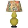 Double Gourd 31"H Citron And Bronze Table Lamp w/ Fall Floral Shade