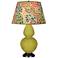 Double Gourd 31"H Citron And Bronze Table Lamp w/ Fall Floral Shade