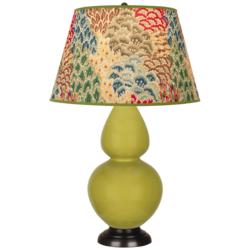 Double Gourd 31"H Citron And Bronze Table Lamp w/ Fall Floral Shade