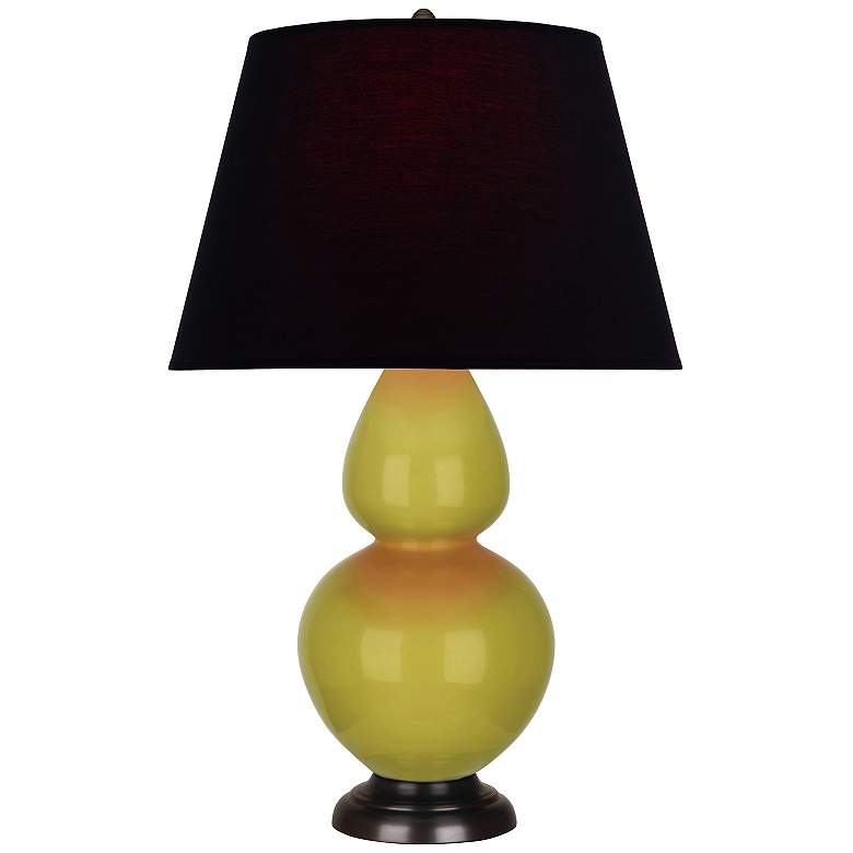 Image 1 Double Gourd 31"H Citron And Bronze Table Lamp w/ Ink And Rose Shade