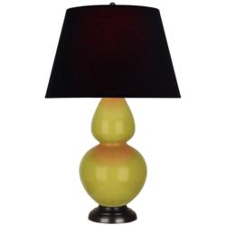 Double Gourd 31"H Citron And Bronze Table Lamp w/ Ink And Rose Shade