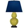 Double Gourd 31"H Citron And Bronze Table Lamp w/ Navy And Gray Shade