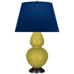 Double Gourd 31"H Citron And Bronze Table Lamp w/ Navy And Gray Shade